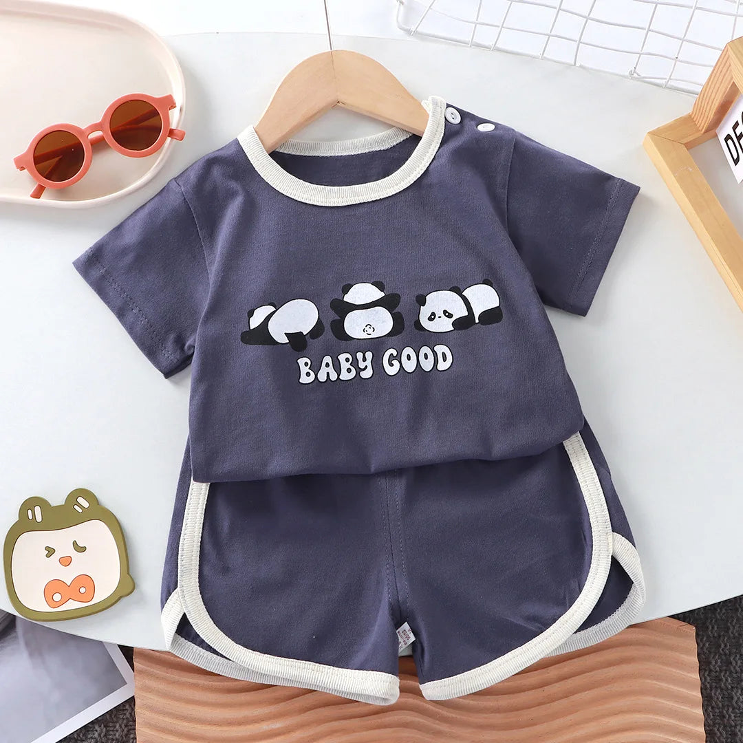 Summer cotton cartoon casual childrens set Baby Clothes girl