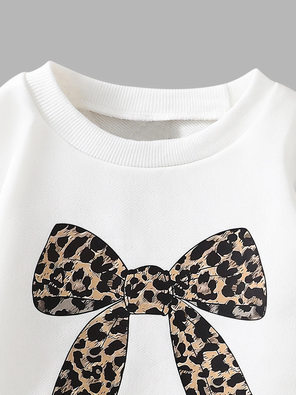 Girls 2PCS Leopard Print Outfit Set for 4-8Y, Long Sleeve Sw