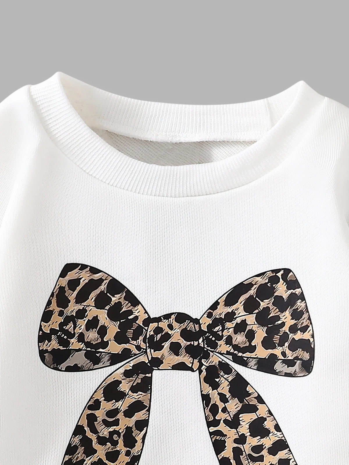 Girls 2PCS Leopard Print Outfit Set for 4-8Y, Long Sleeve Sw