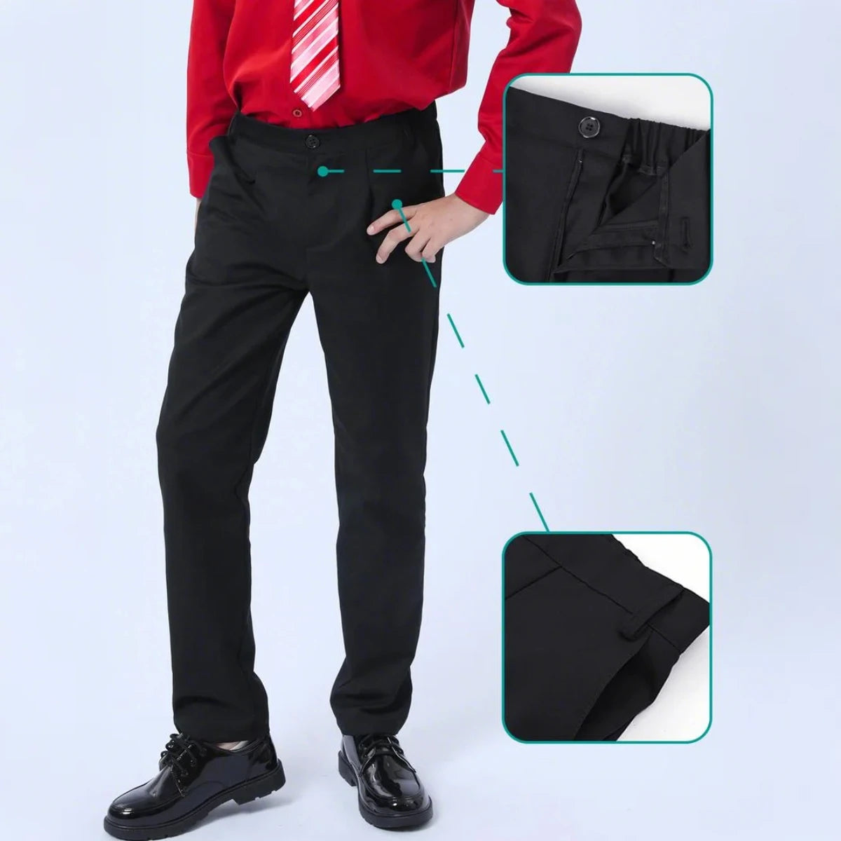 Kids Pants Boys Black School Uniforms Teenagers Formal Adjus