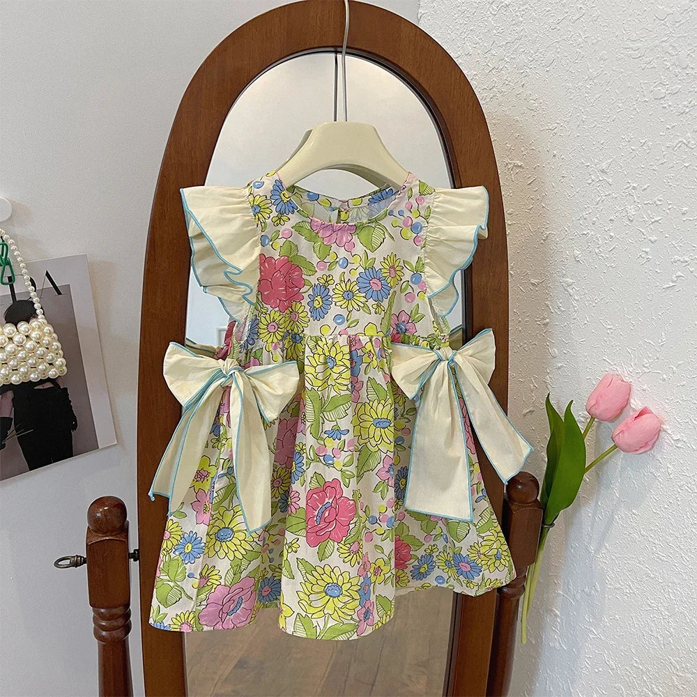 Rose Pink Plaid Bow Party Dress