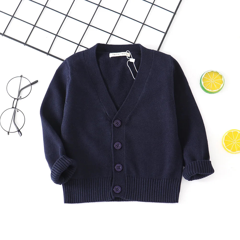 Baby Kids Cardigan Spring New Casual Long Sleeve V-neck Knit