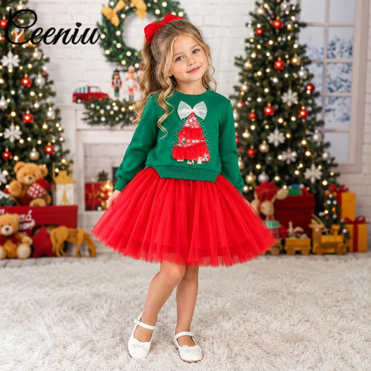 2026 Girl's Christmas Dresses Festival Green Tree Princess P