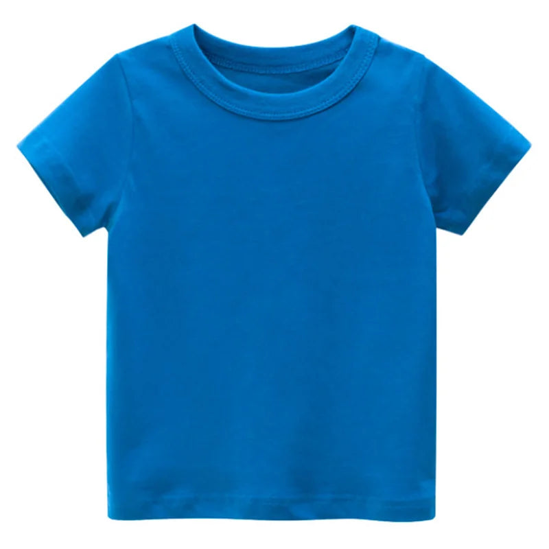 Kids Solid T Shirt Tops for Child Boys Girls Baby Toddler Bl