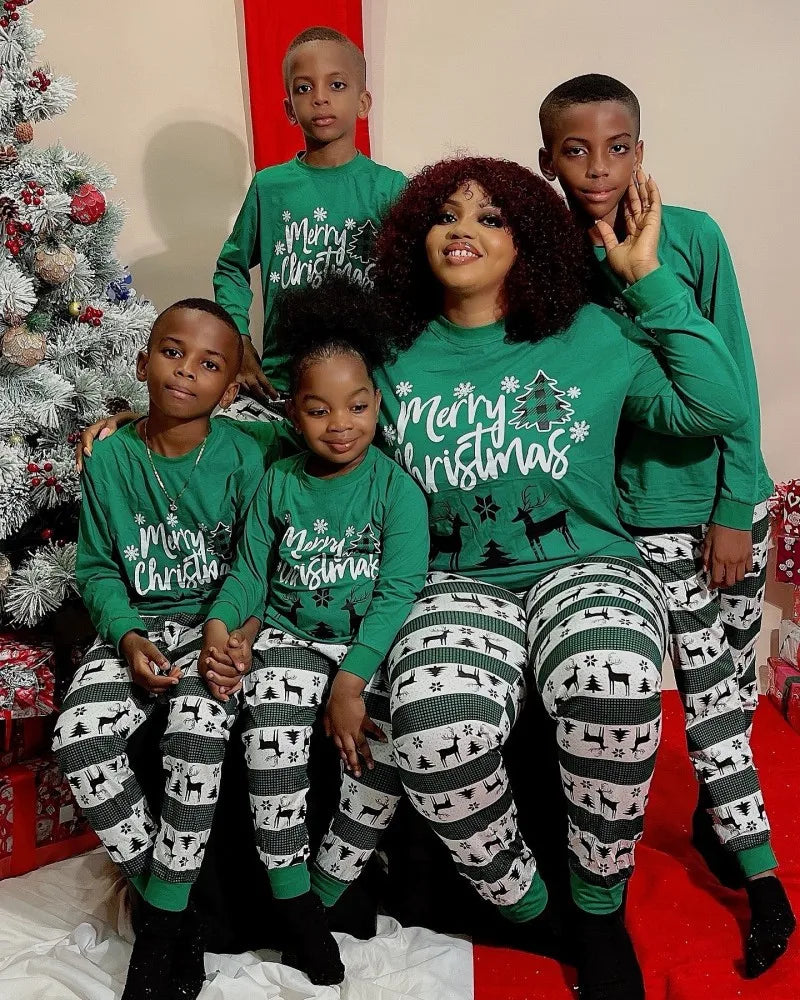 Merry Christmas Family Matching Outfits All Elk Print Mother
