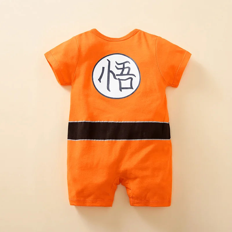 Anime-Style Baby Romper in Soft Orange Cotton
