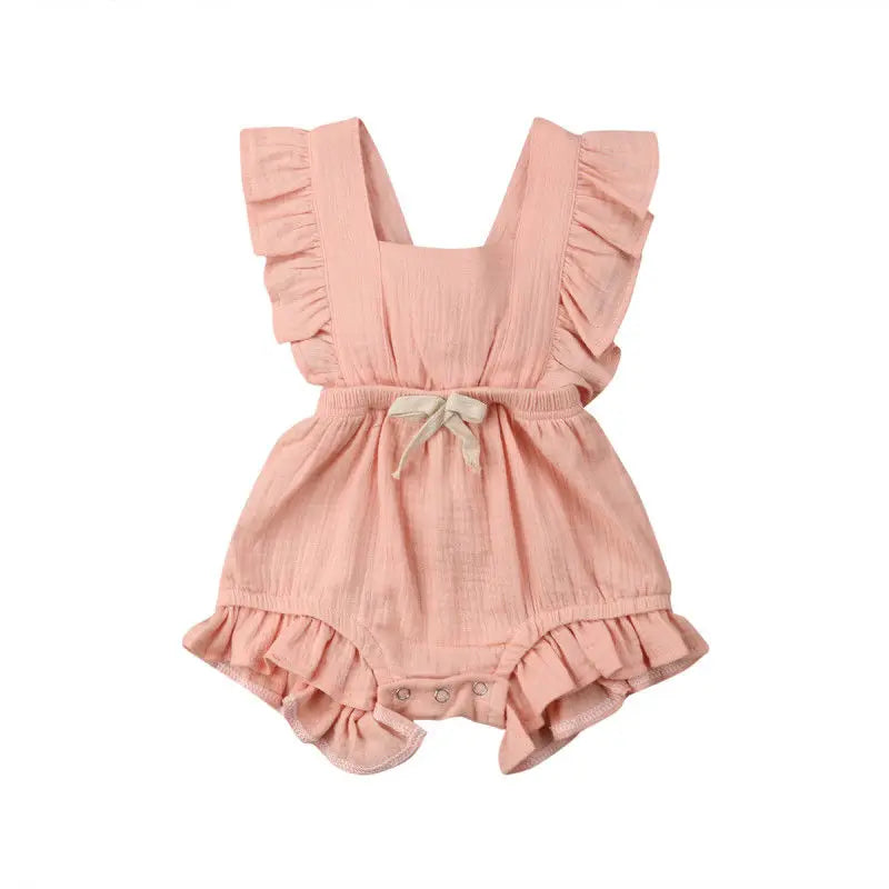 Citgeett sUMMER Newborn Baby Girls Ruffle Solid Color Bodysu