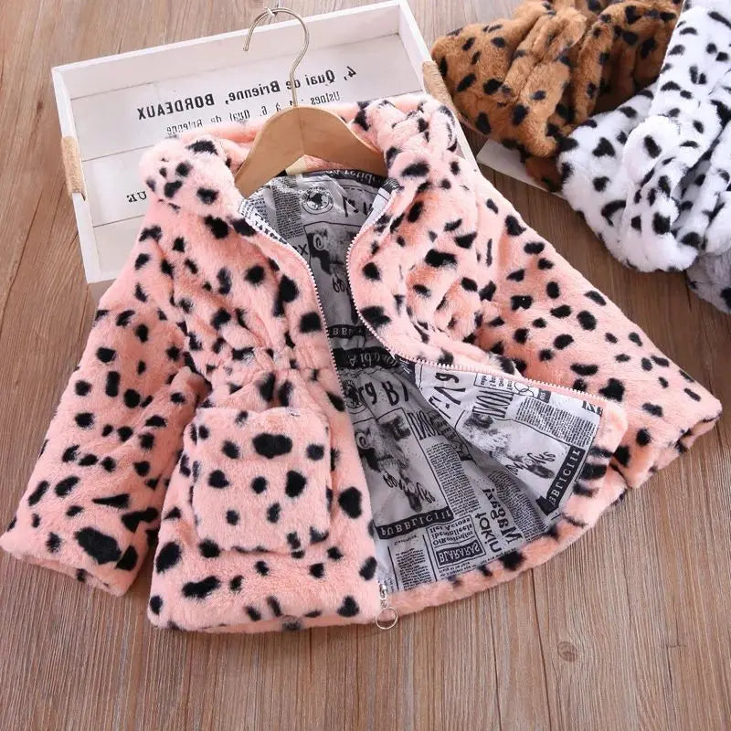 Winter Girls Hooded Clothes Baby Faux Fur Coat for 2-6Year G
