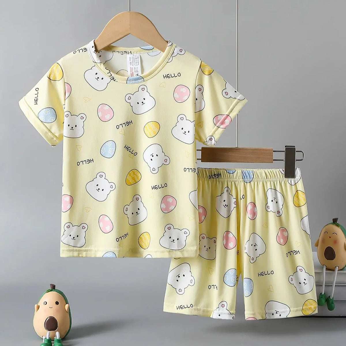 Cute Bear Print Shorts Pyjama Set