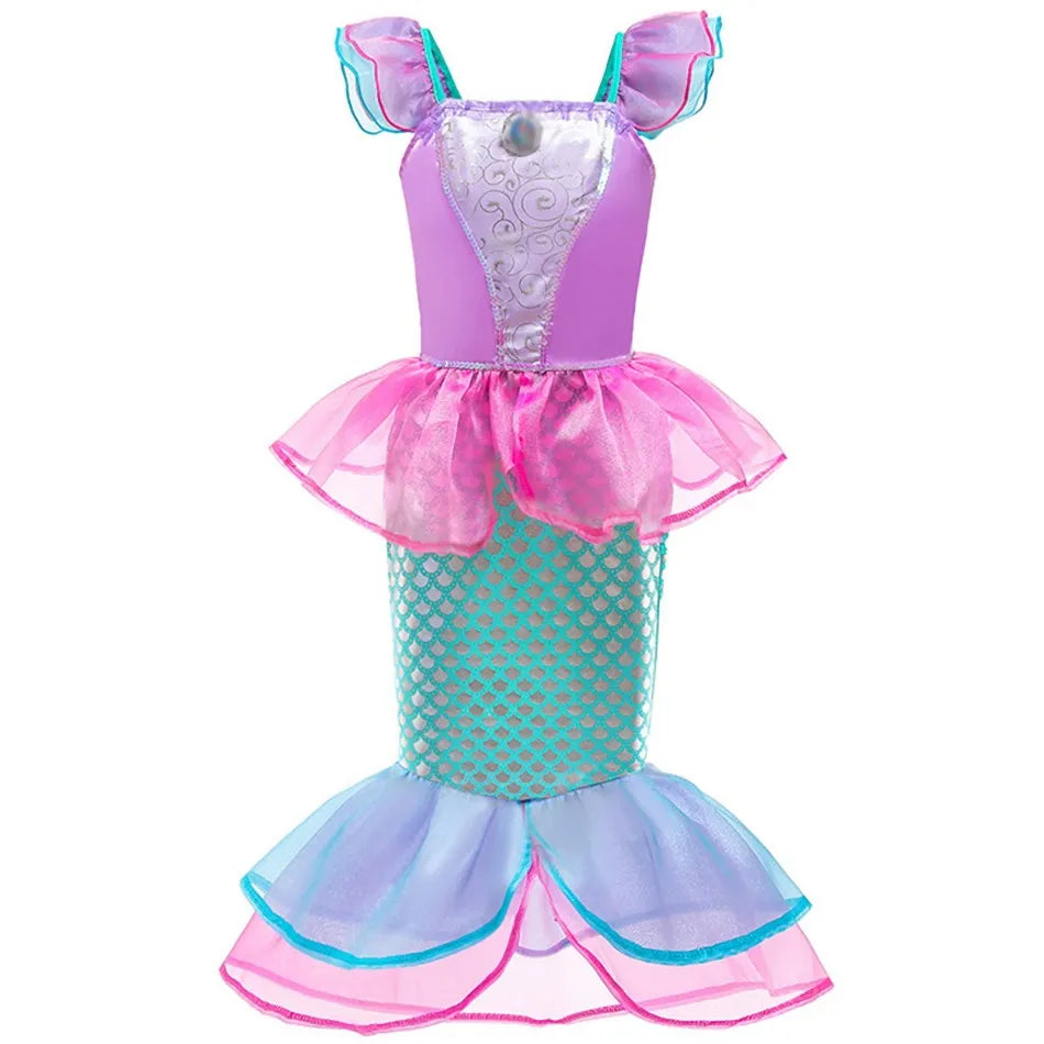 Girls Elsa Anna Dress Children Princess Carnival Dress Kids