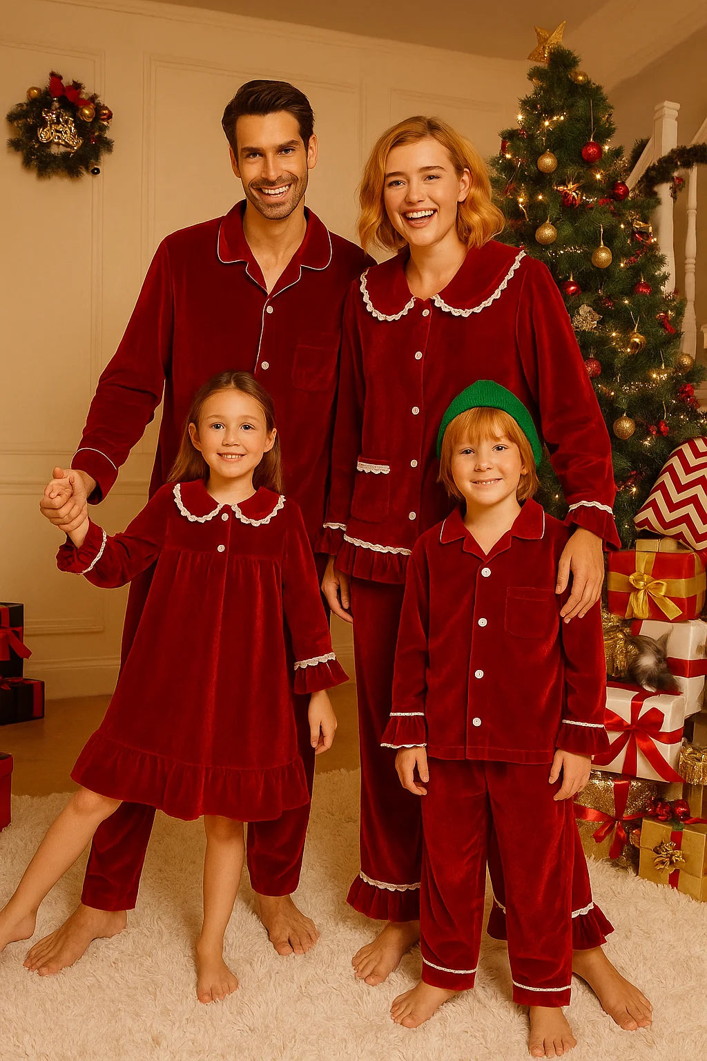 Velvet Christmas Pyjamas Set – Kids
