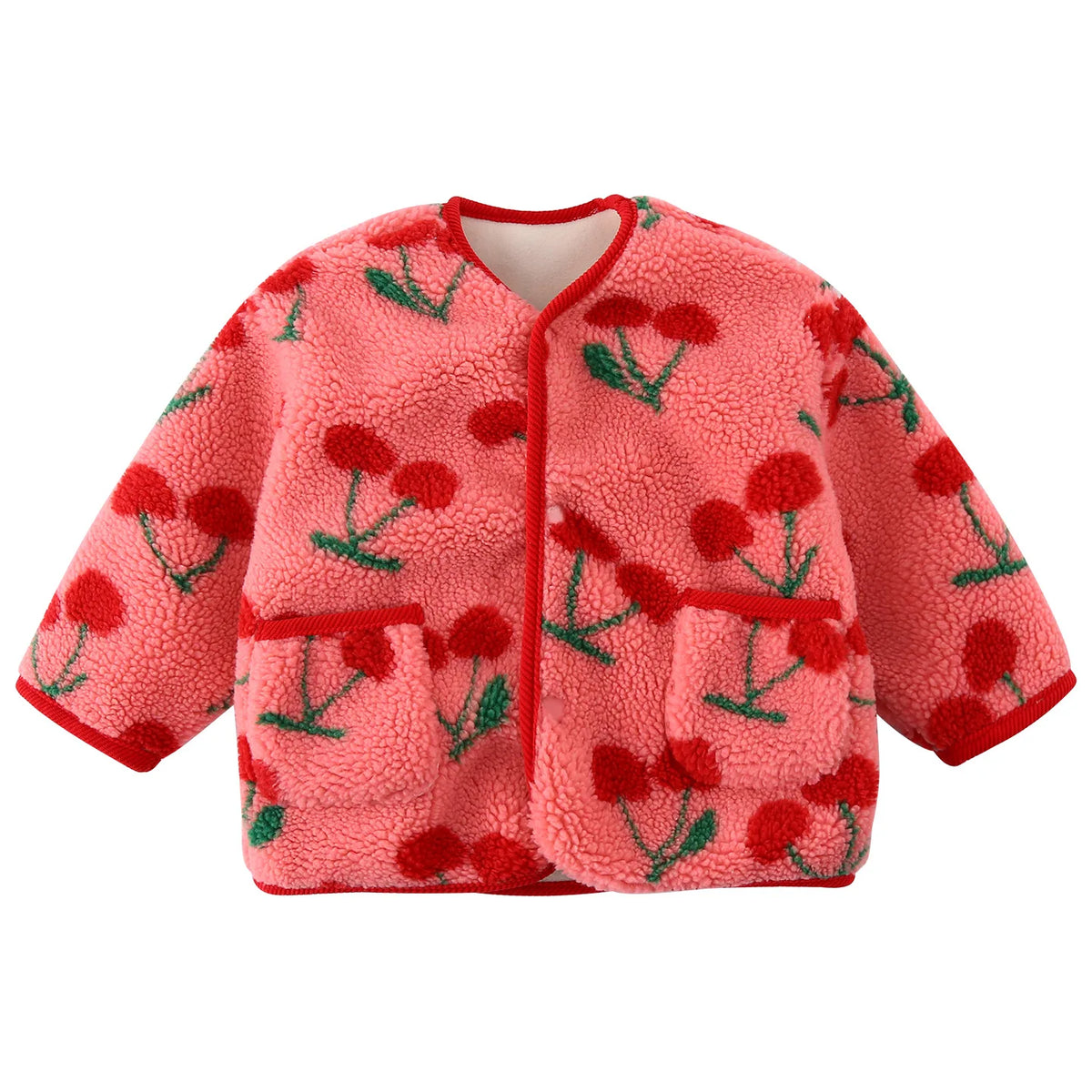 6978 Children's Lambswool Patterned Flower Coat Winter Boys