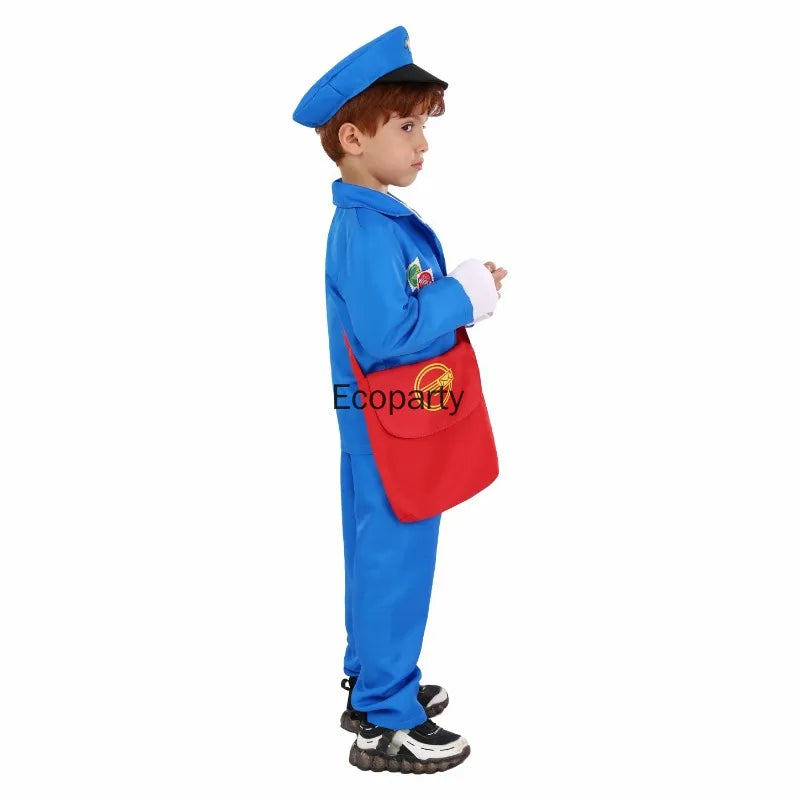 Blue Postman Costume with Hat & Bag