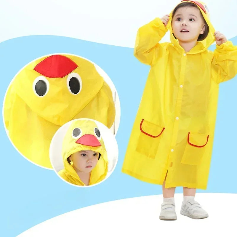Cartoon Animal Rain Poncho for Kids Outdoor Waterproof Boys
