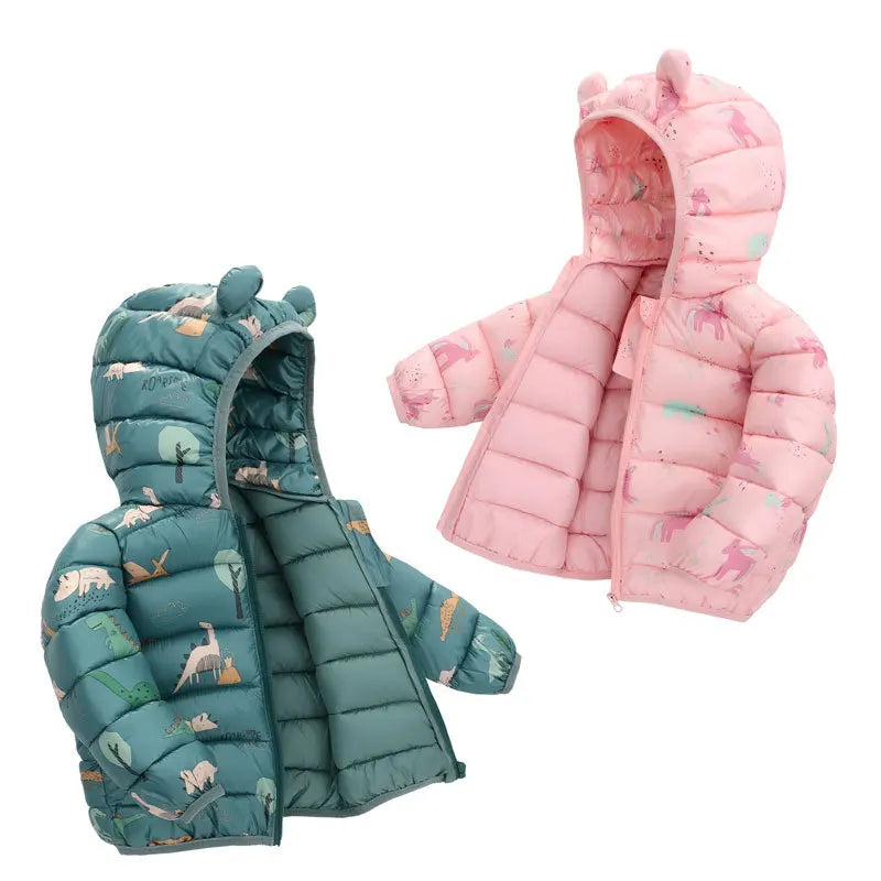 Cute Bear Hooded Puffer Coat – Pink or Blue