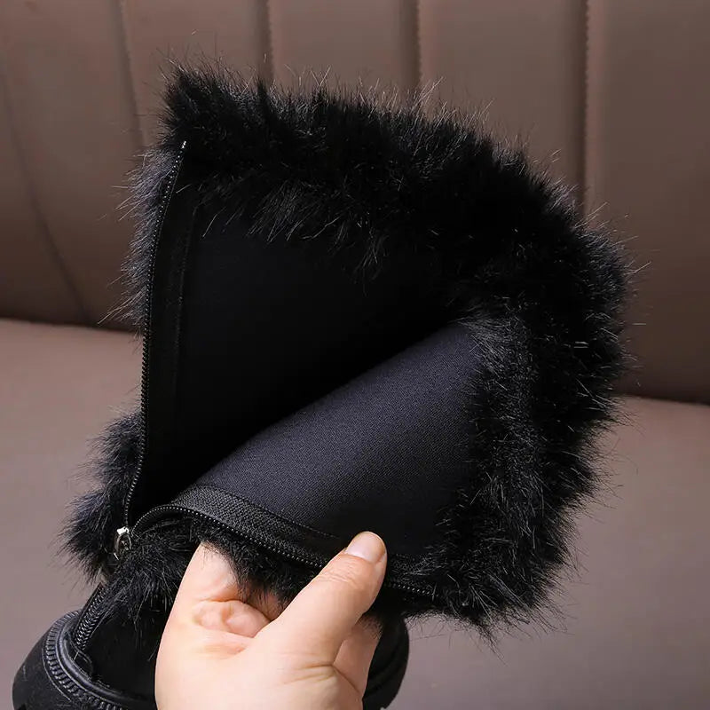 Luxury Fluffy Fur Girl Knee High Boots Winter 2026 Comfort N