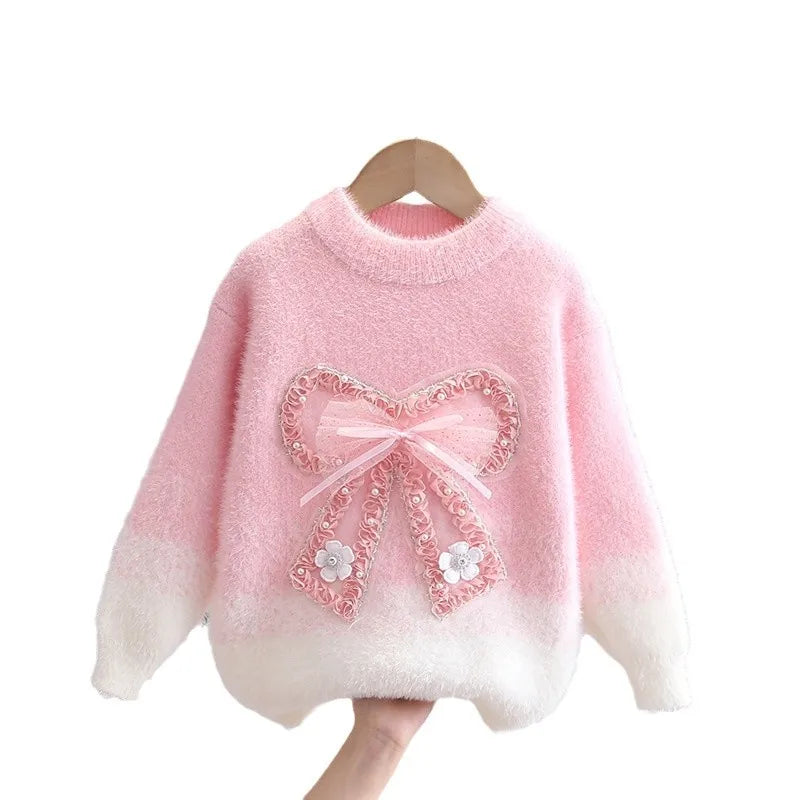 autumn winter teen girls sweater thickened faux mink fur chi