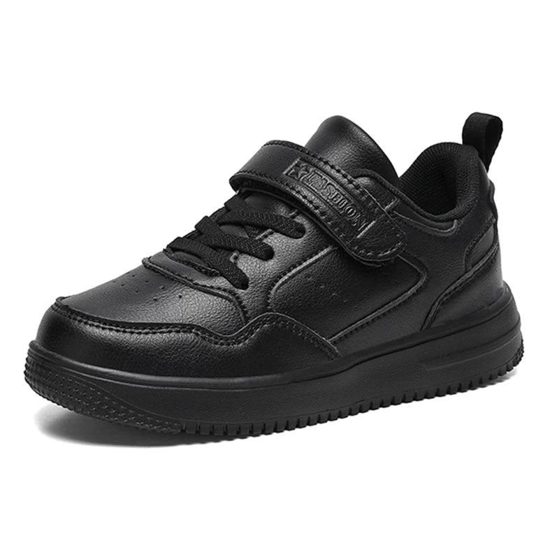 Classic Black Leather School Trainers