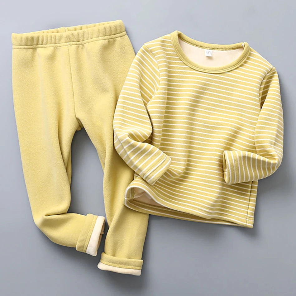 Striped Plush Pyjama Set | Cosy Winter Warmth