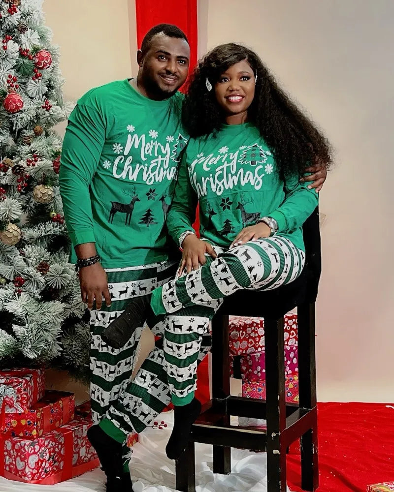 Merry Christmas Family Matching Outfits All Elk Print Mother