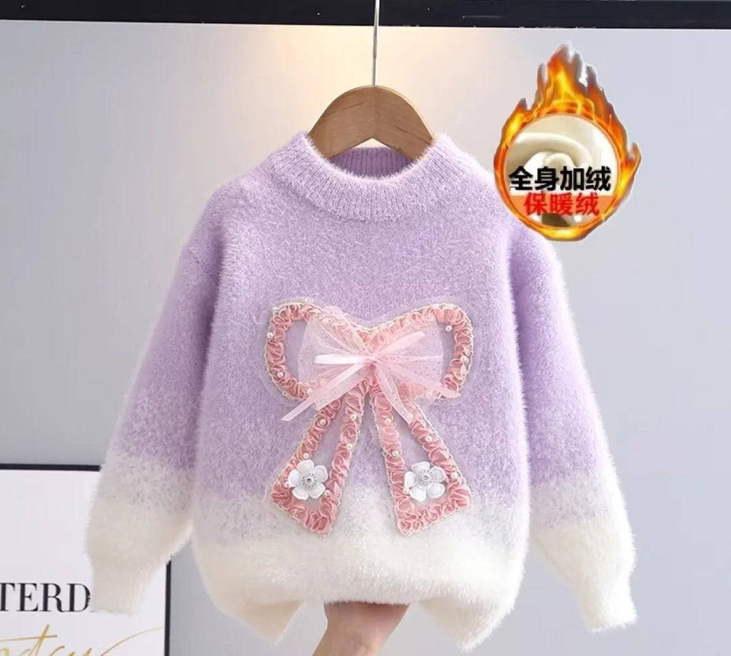 autumn winter teen girls sweater thickened faux mink fur chi