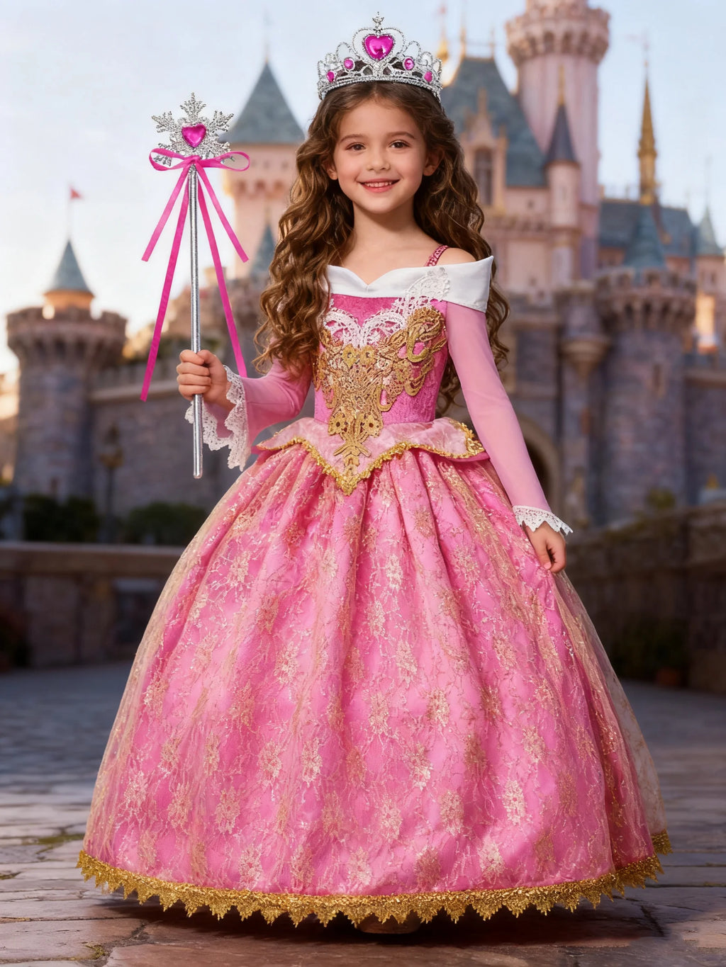 Girl Aurora Princess Dress Children Luxurious Cosplay Costum