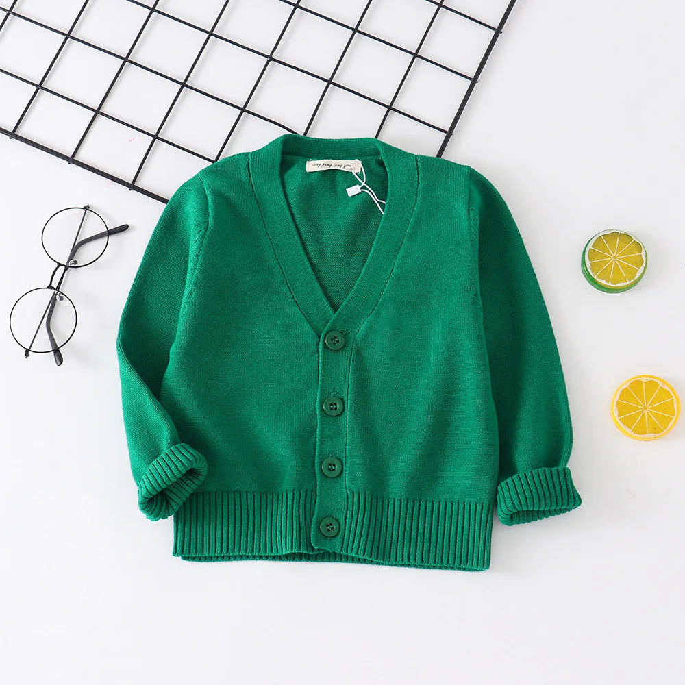 Baby Kids Cardigan Spring New Casual Long Sleeve V-neck Knit