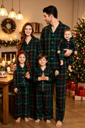 Xmas Party Look Wear Family Matching Cotton Pajamas Set Gree