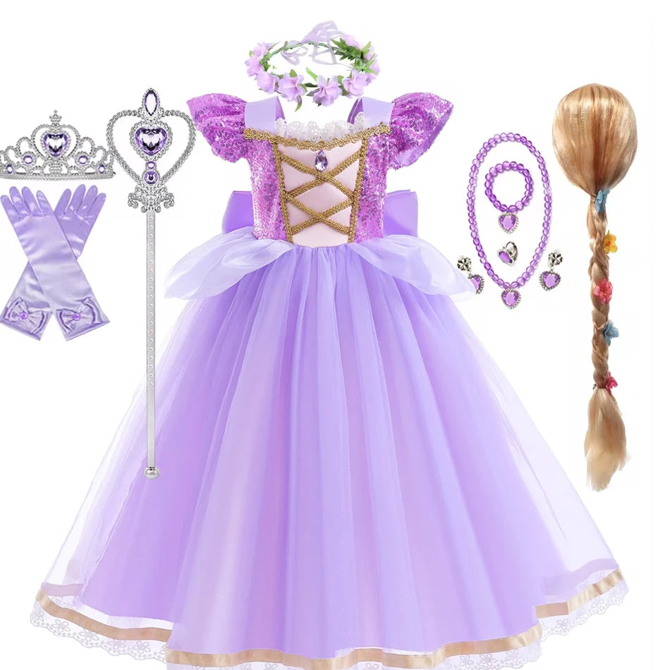 Summer Rapunzal Girl Princess Dress Cosplay Tangled Hallowee