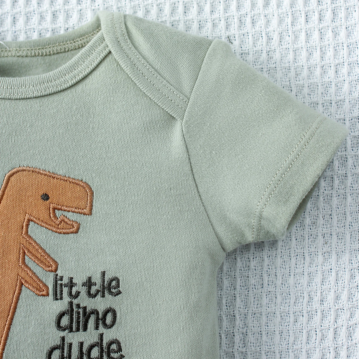 Dino Stripe Three-Piece Baby Romper Set
