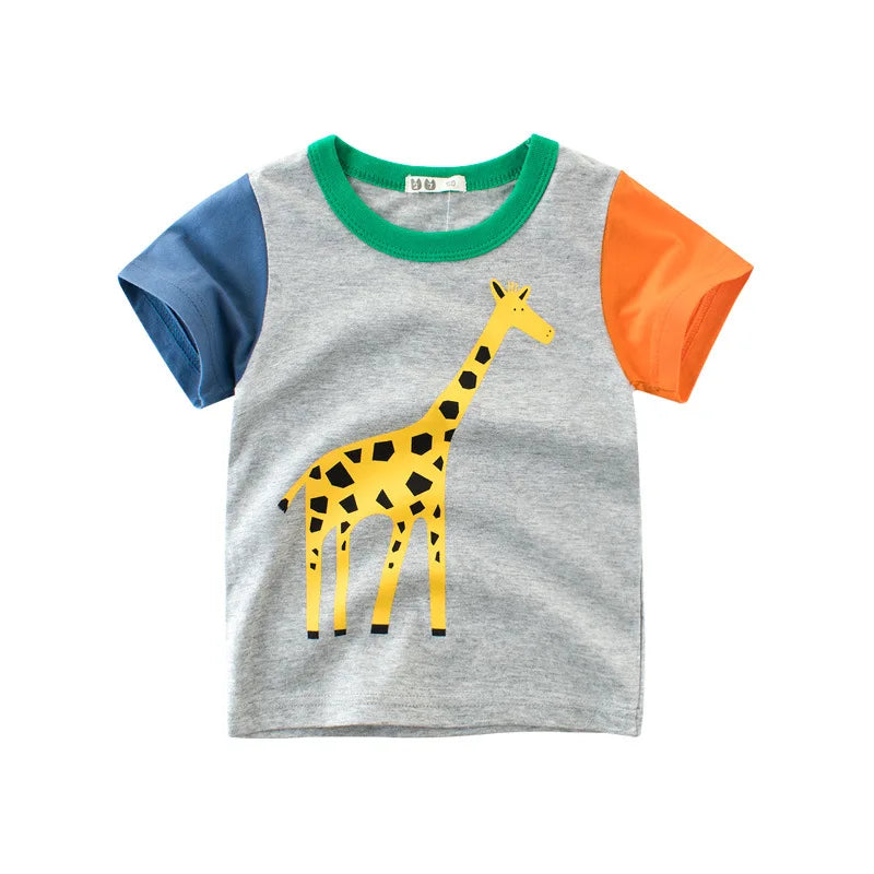 OLEKID 2025 Summer Children Boys Clothing Printed Cartoon Bo