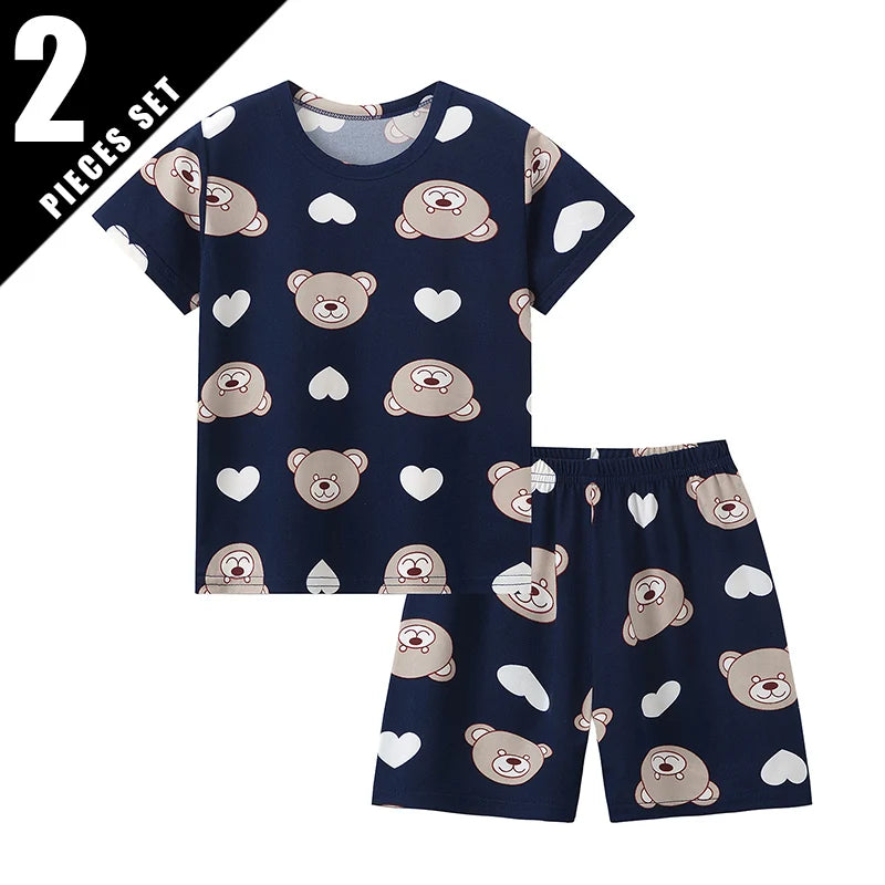 Cute Bear Print Shorts Pyjama Set