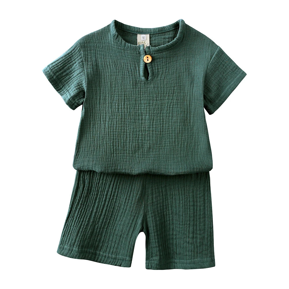 Cotton Linen T-Shirt & Shorts Set