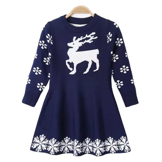 Girl Dress Winter Knitted Chiffon Dress Girl Christmas Party