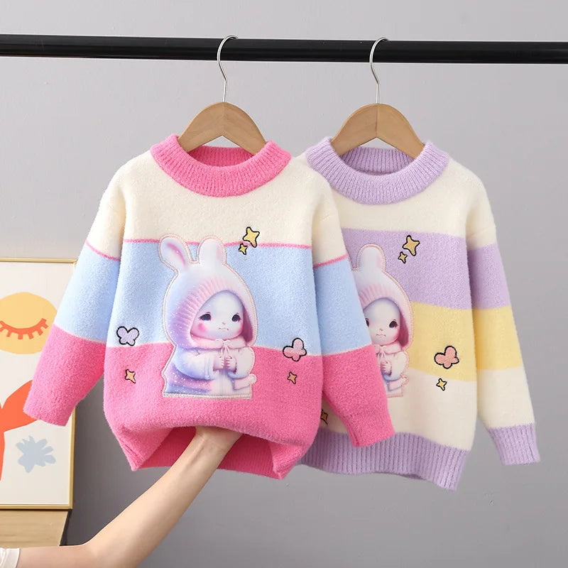 Children Sweaters Autumn Winter Girls Fluff Pullover Sweater