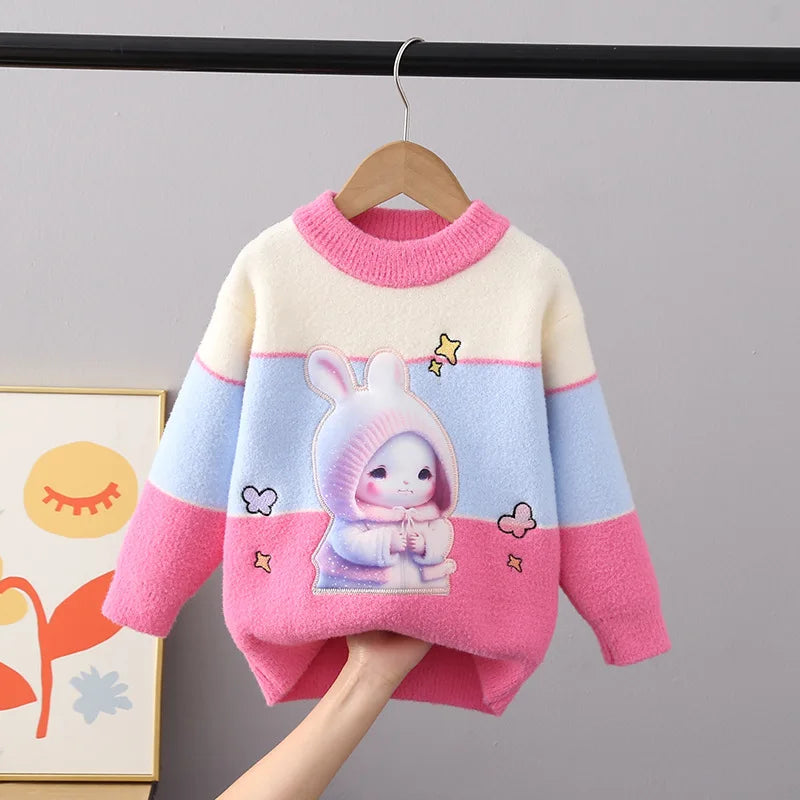 Children Sweaters Autumn Winter Girls Fluff Pullover Sweater