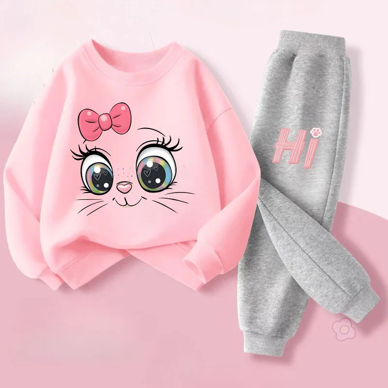 Long Sleeved Hoodies Sets for Girls Spring Style Pullover Lo