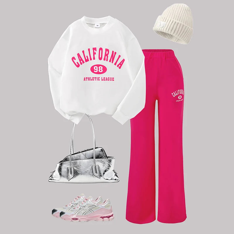 Autumn & Winter Women's And Kids' Cute Letter Print Long Sle