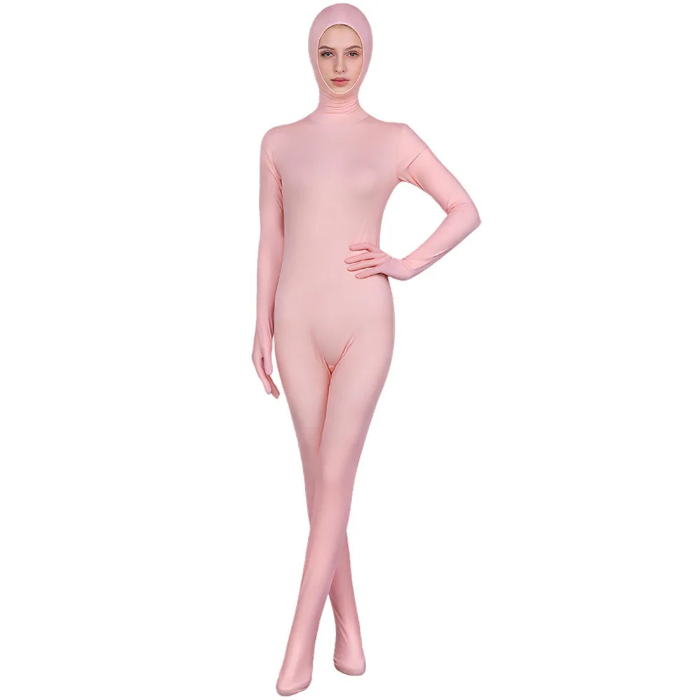 Funny Solid Color Face Revealing Tight Jumpsuit Cosplay Cost
