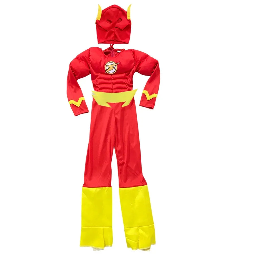 Halloween Superhero Set Flash Muscle Fancy Dress Unisex Fant