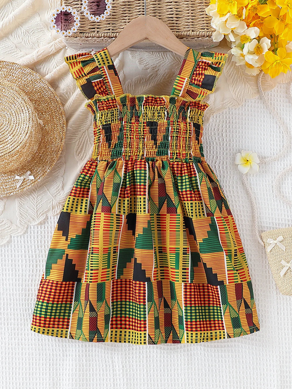 Girls' African Bohemian Dress, Ages 4–7