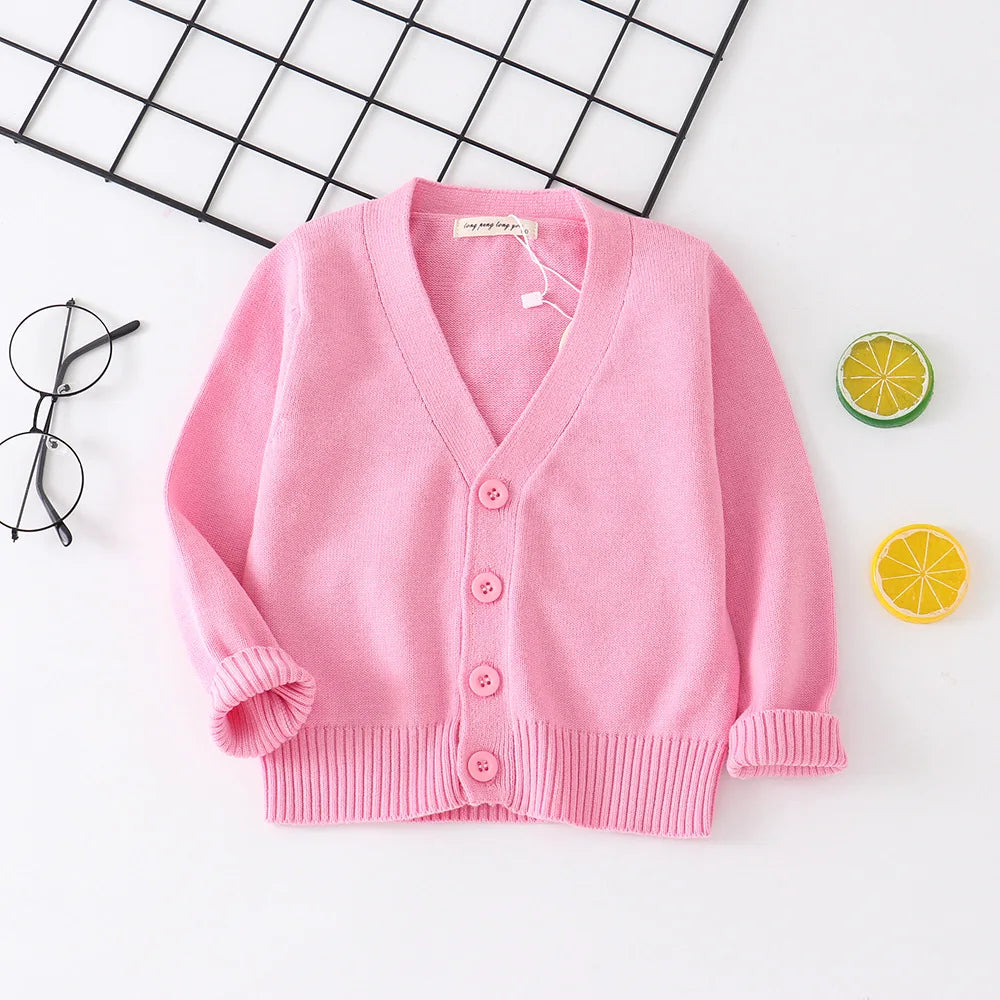 Baby Kids Cardigan Spring New Casual Long Sleeve V-neck Knit
