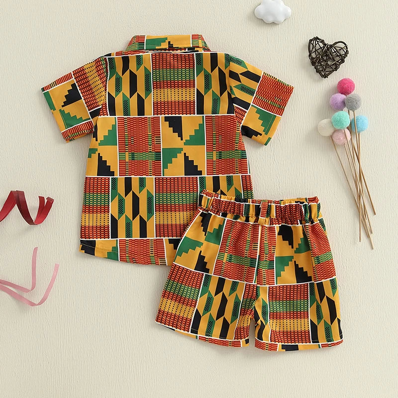 Geometric Print Shirt & Shorts Set, 12M–4T