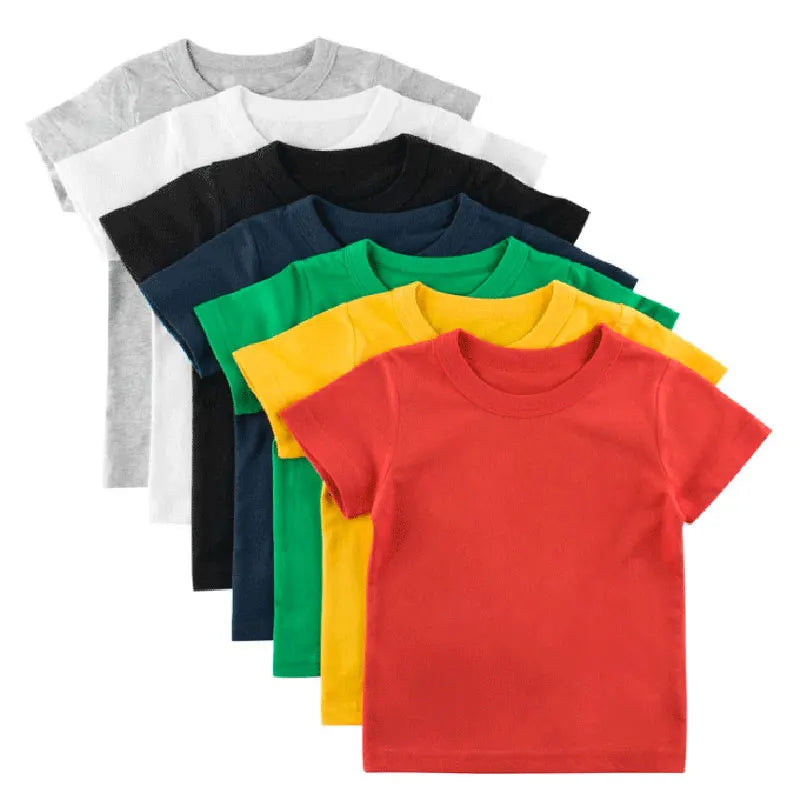Kids Solid T Shirt Tops for Child Boys Girls Baby Toddler Bl