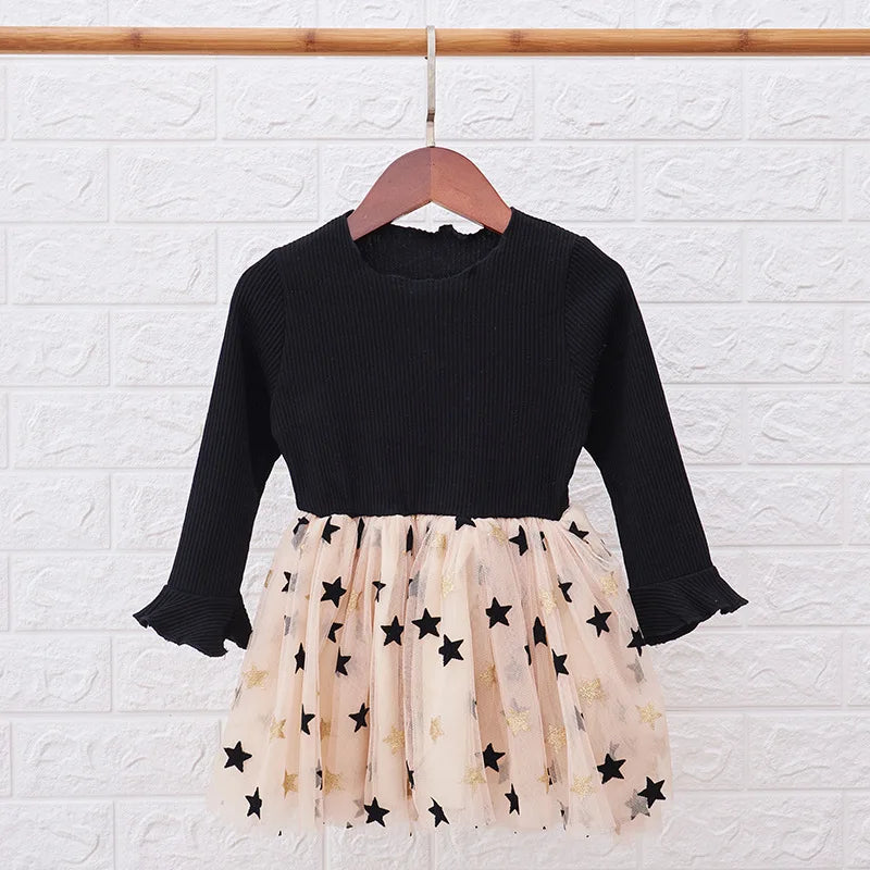 Girl Dress Winter Knitted Chiffon Dress Girl Christmas Party