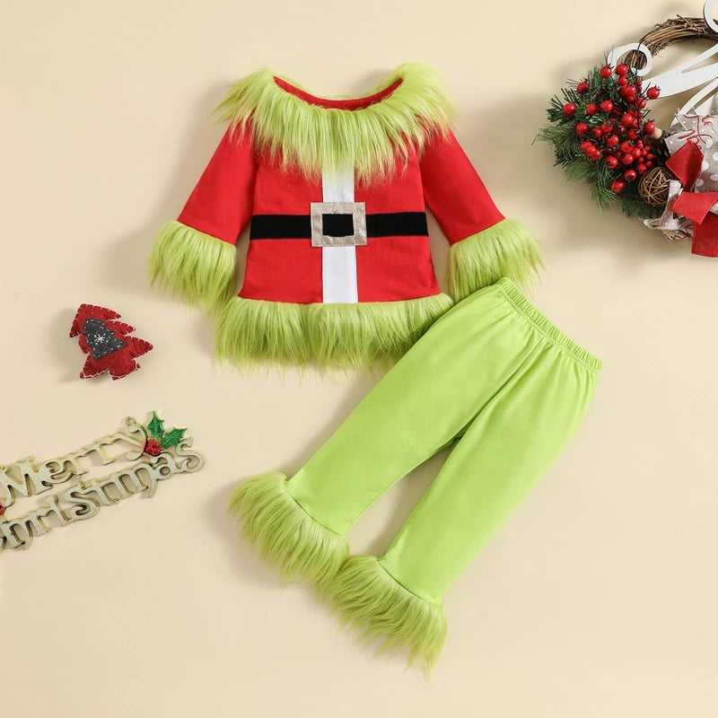FOCUSNORM 0-7Y Kids Girls Boys Christmas Clothes Set 2pcs Fu