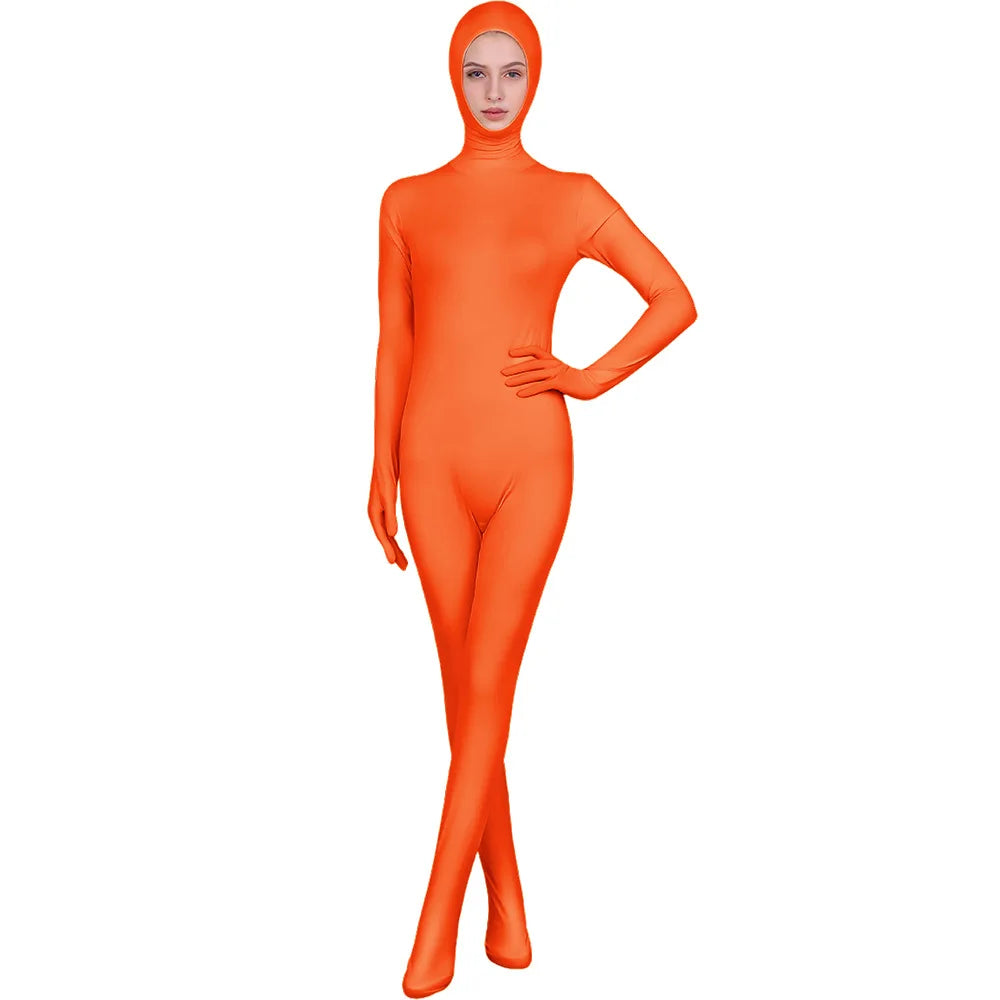 Funny Solid Color Face Revealing Tight Jumpsuit Cosplay Cost