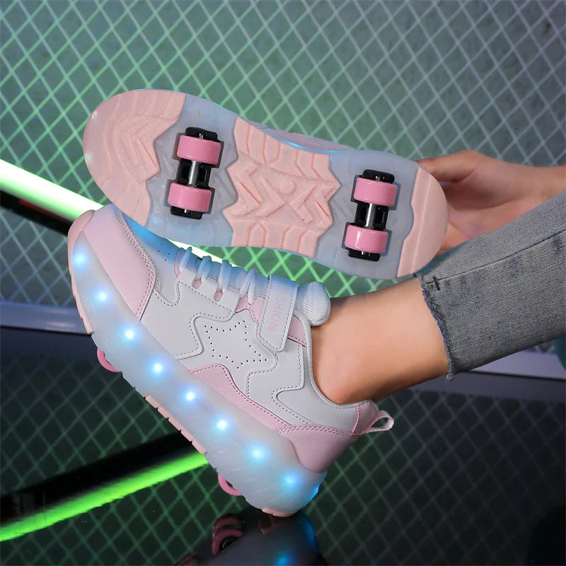 Kid Led Sneakers USB Charging Luminous Shoes Outdoor Sport R