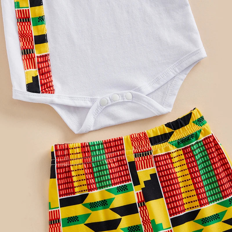 African Print Baby Romper & Trousers Set