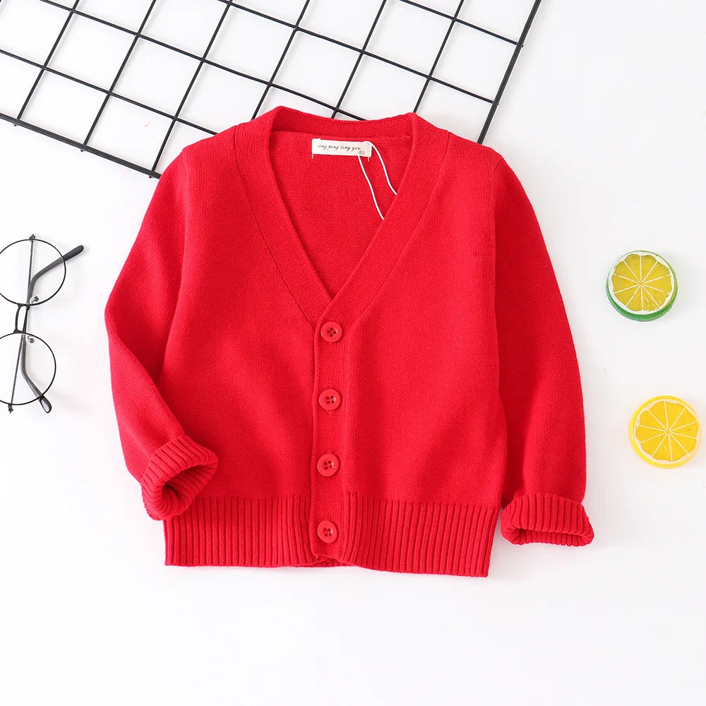 Baby Kids Cardigan Spring New Casual Long Sleeve V-neck Knit